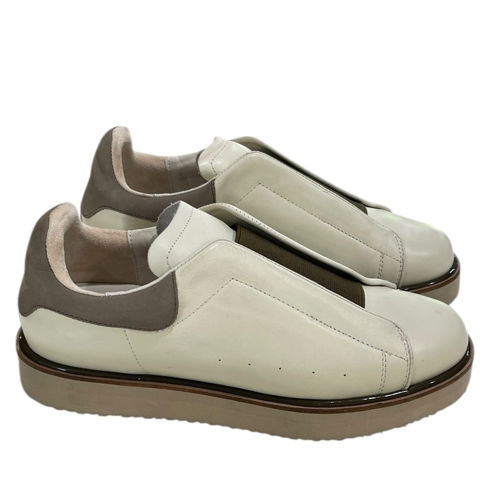 Zac Zac Posen Yennifer Leather Slip On Sneakers SZ 7.5 Bone Cream
